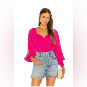 NWT Susana Monaco Sweetheart Blouse in Punch Pink - L